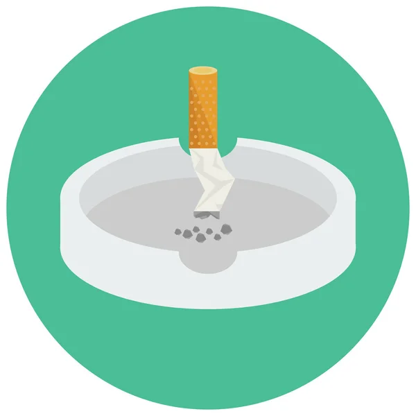 Aschenbecher Zigarette Flachen Stil — Stockvektor