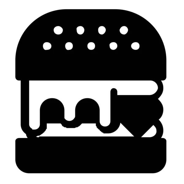 汉堡芝士汉堡包图标固体风格 — 图库矢量图片