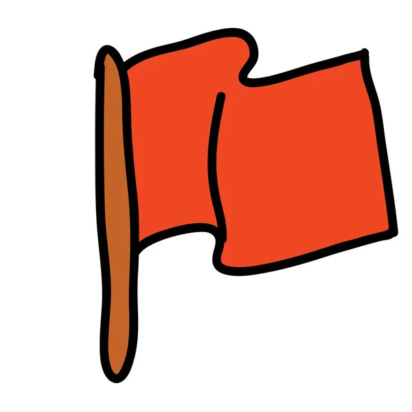 Bandeira Bandeira Vermelha Ícone Desenhado Mão Estilo Handdrawn —  Vetores de Stock