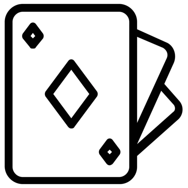 Kort Spel Diamant Ikon Kontur Stil — Stock vektor