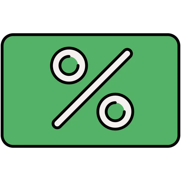 Icono Porcentaje Descuento Paisaje Estilo Contorno Lleno — Vector de stock