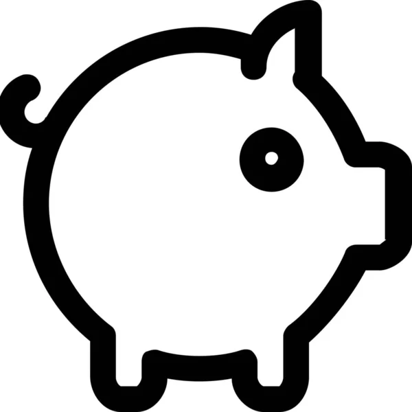 Animal Finanzas Piggy Icono Estilo Esquema — Vector de stock