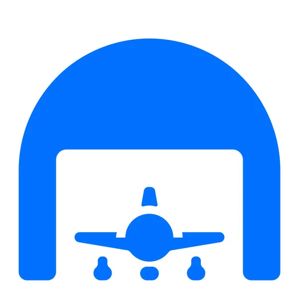 Airplane Building Storage Icon Solid Style — Stock Vector