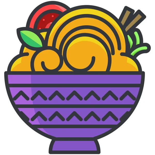 Bowl Food Meal Icon Estilo Esquema Relleno — Vector de stock