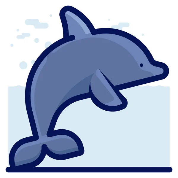 Živočichové Vodní Delfín Ikt Vyplněném Obrysu Stylu — Stockový vektor