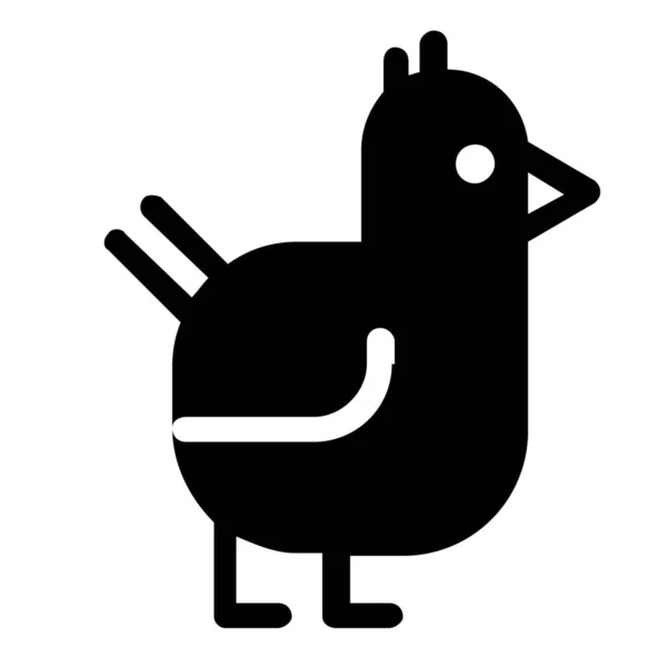 Ζώο Πουλί Κοτόπουλο Εικονίδιο Στερεό Στυλ — Διανυσματικό Αρχείο