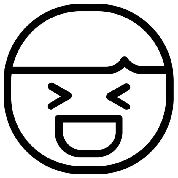 Niño Emoticono Sonrisa Icono Estilo Esquema — Vector de stock