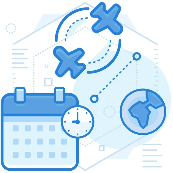 Orari Dei Voli Icona Del Trasporto Stile Contorno Pieno — Vettoriale Stock