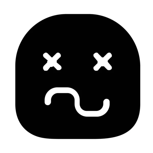 Confused Emoticon Solid Icon Solid Style — Stock Vector