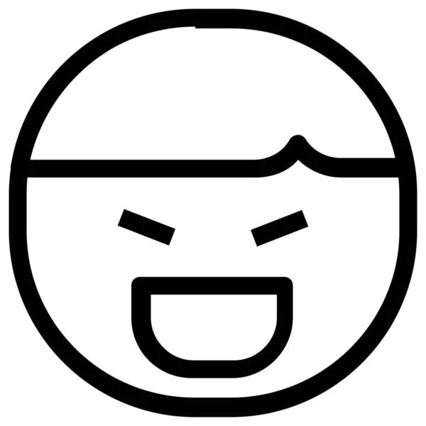 Niño Emoticono Sonrisa Icono Estilo Esquema — Vector de stock