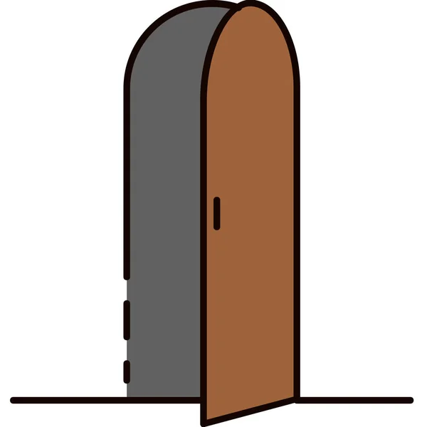ドアの家具を開くアイコンを記入アウトラインスタイル — ストックベクタ