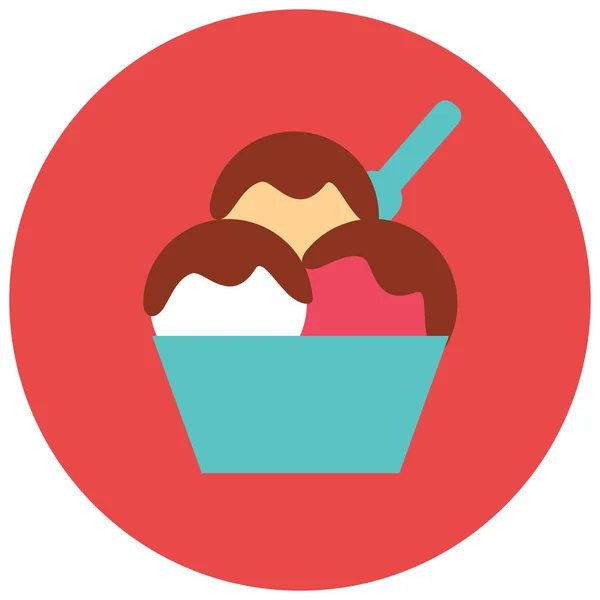 Schüssel Schokolade Dessert Symbol Flachen Stil — Stockvektor