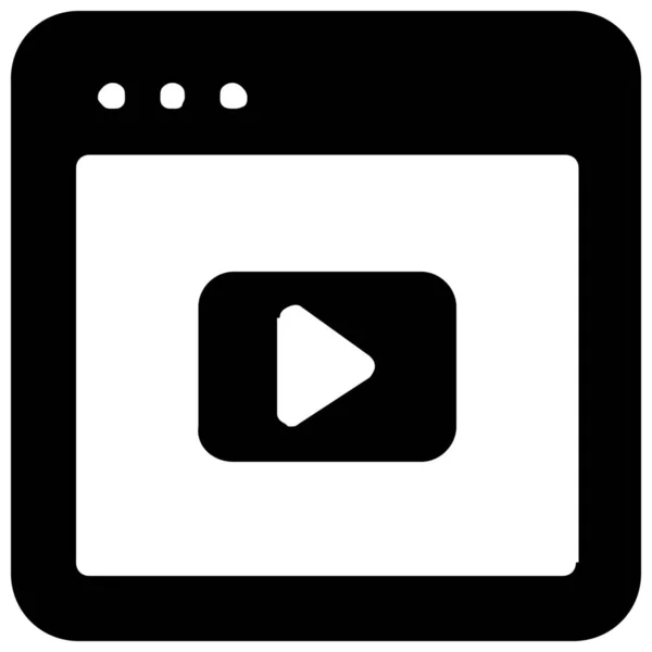 Browser Video Webseiten Symbol Solid Stil — Stockvektor