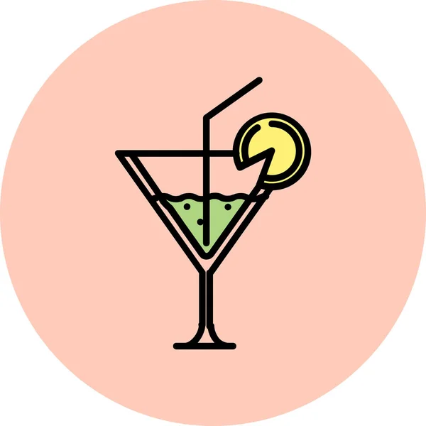 Cocktail Drink Glass Icon Filled Outline Style — Stock Vector