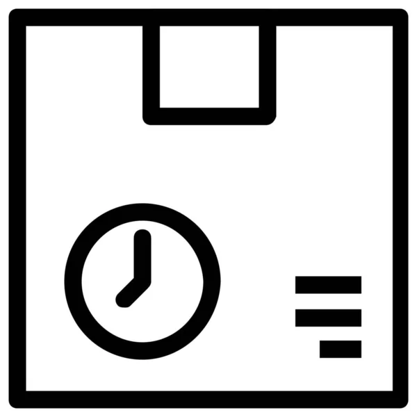 Box Clock Package Icon Outline Style — 스톡 벡터