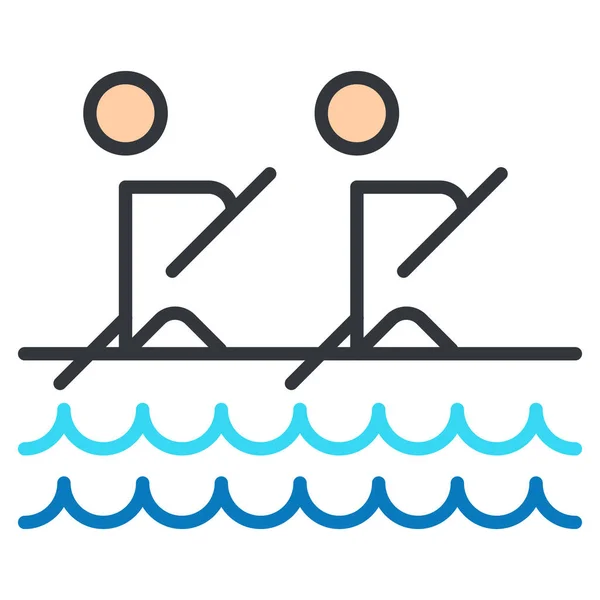 Olympics Rowing Sports Icon Filled Outline Style — Stock Vector