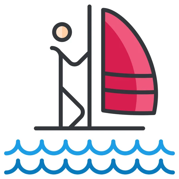 Parasailing Sailing Sports Icon Filled Outline Style — Stock Vector