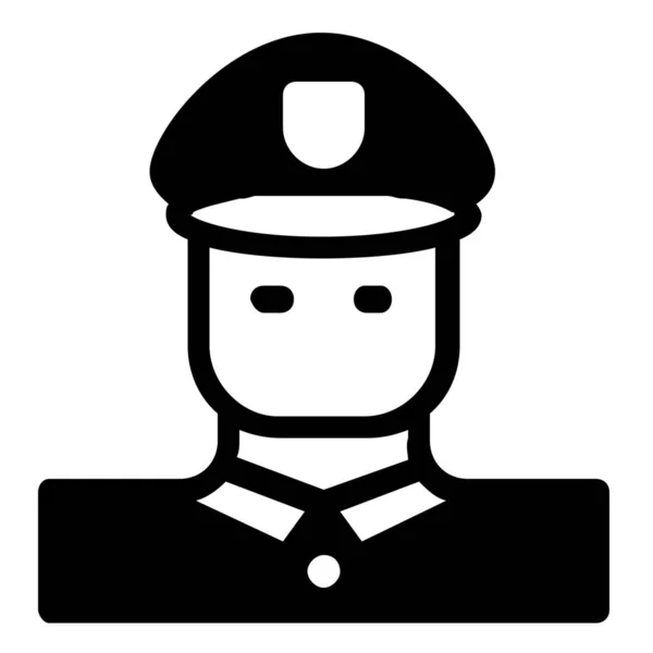 Avatar Hombre Icono Policía Estilo Sólido — Archivo Imágenes Vectoriales