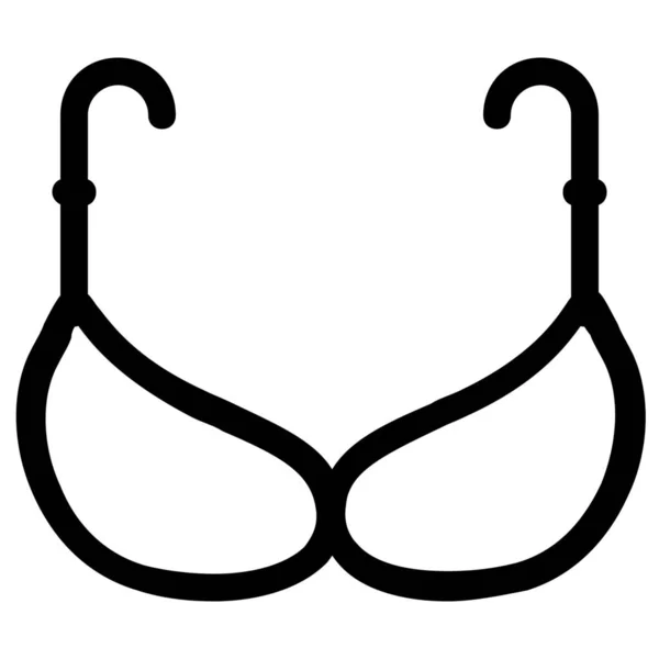 Bikini Sujetador Traje Baño Icono Estilo Esquema — Vector de stock