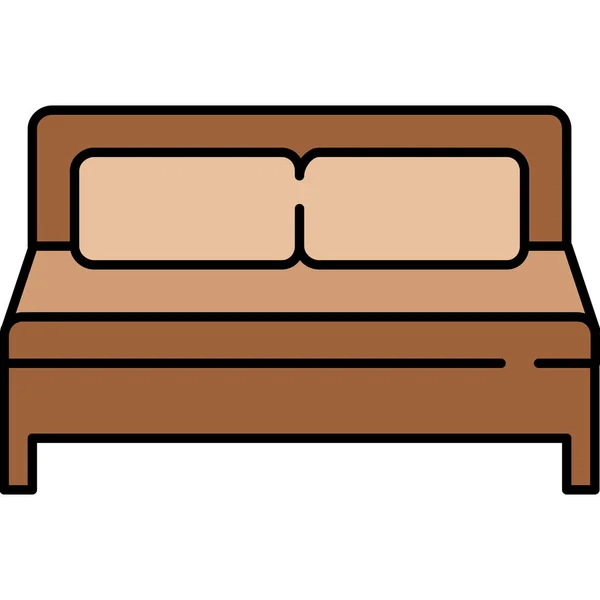 Ліжко Подвійна Тканина Значок Заповненому Контурі Стилі — стоковий вектор