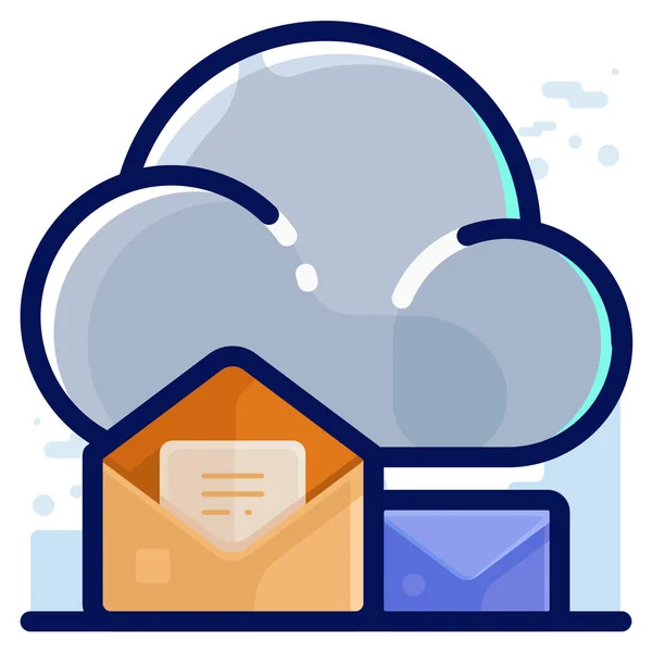 Cloud Email Mail Icon Filled Outline Style — Stock Vector