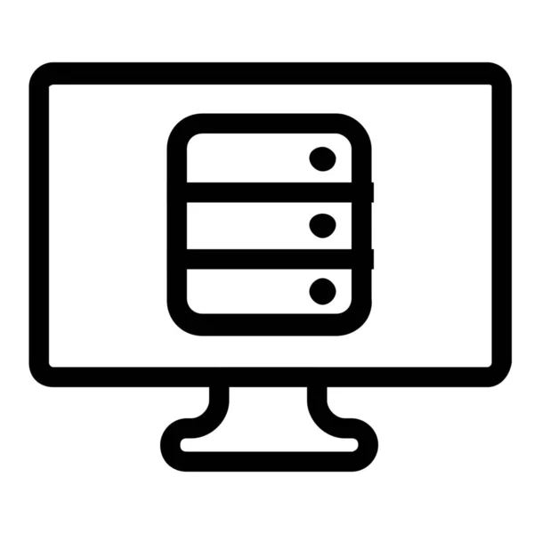 Computer Database Server Icoon Outline Stijl — Stockvector