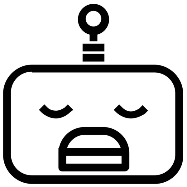 Znudzony Emotikon Robot Ikona Stylu Zarys — Wektor stockowy