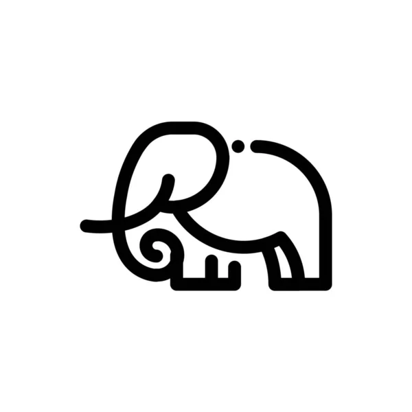 Animal Éléphant Silhouette Icône Dans Style Contour — Image vectorielle