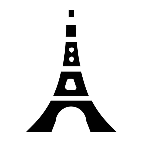 实体风格的埃菲尔铁丝法国巴黎图标 — 图库矢量图片