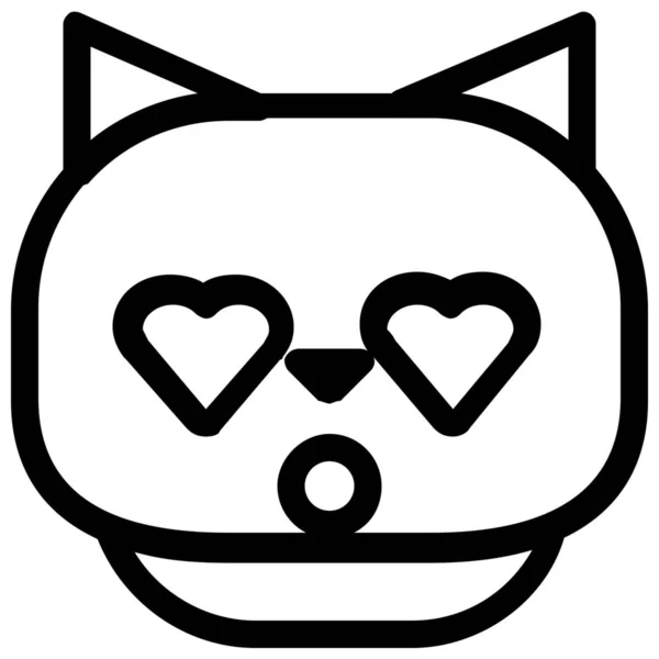 Icono Amor Emoticono Gato Estilo Esquema — Archivo Imágenes Vectoriales