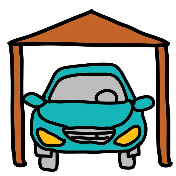 Casa Coche Icono Estacionamiento Estilo Handdrawn — Vector de stock