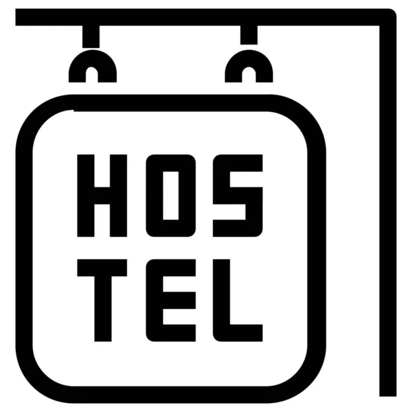 Ubytovací Hostel Podepsat Ikonu Stylu Osnovy — Stockový vektor