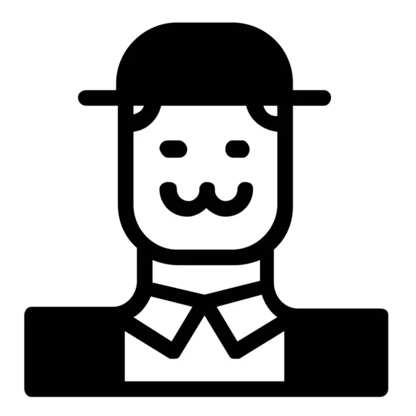 Avatar Chaplin Charlie Icono Estilo Sólido — Vector de stock