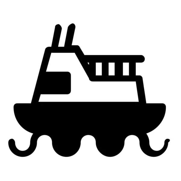 Icona Del Trasporto Della Nave Crociera Stile Solido — Vettoriale Stock
