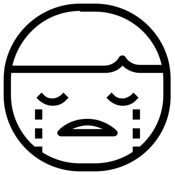 Boy Cry Emoticon Icon Outline Style — Stock Vector