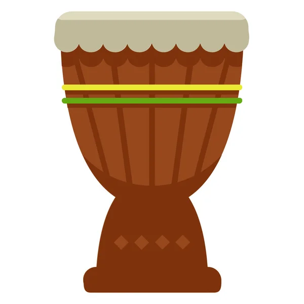 Icône Musique Instrument Djembe Dans Style Plat — Image vectorielle