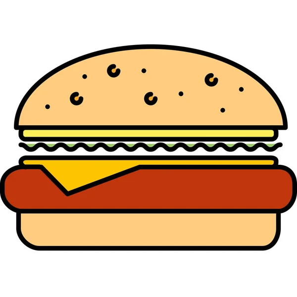 Icône Restauration Rapide Cheeseburger Dans Style Contour Rempli — Image vectorielle