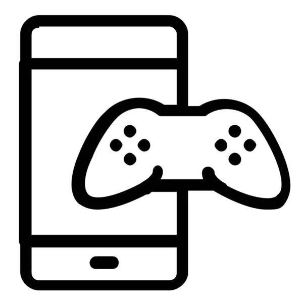 Icône Smartphone Jeu Gamepad Dans Style Outline — Image vectorielle