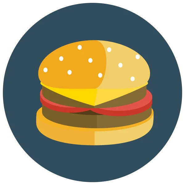 Cheeseburger Ícone Fast Food Estilo Plano —  Vetores de Stock