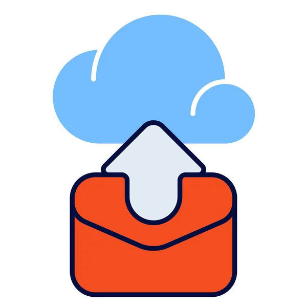 Backup Cloud Email Icon Filled Outline Style — Stock Vector