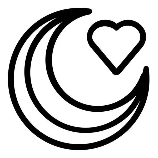 Heart Moon Love Icon Outline Style — Stock Vector