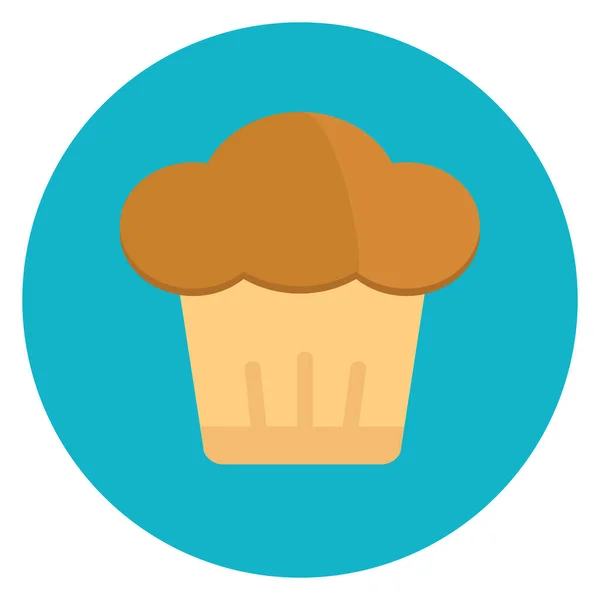 Muffin Doces Ícone Plano Estilo Plano — Vetor de Stock