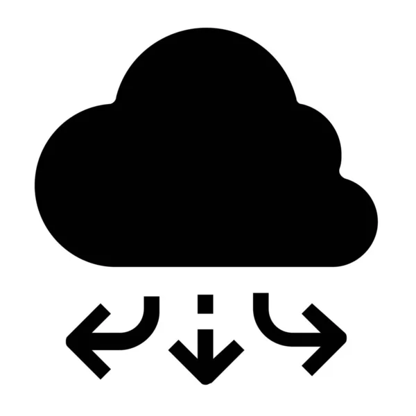 Cloud Distribute Solid Icon Solid Style — Stock Vector