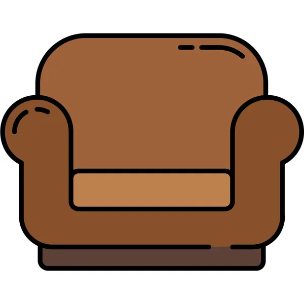 Ikon Furniture Kain Kursi Dalam Gaya Pinggiran Berisi - Stok Vektor