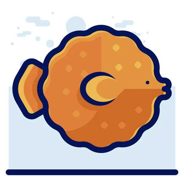 Animals Aquatic Blowfish Icon Filled Outline Style — ストックベクタ