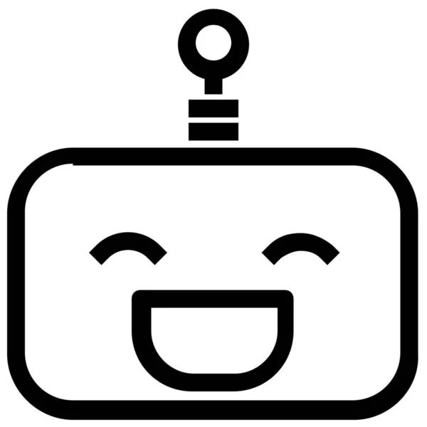 Icono Del Robot Emoticono Sonrisa Estilo Esquema — Vector de stock