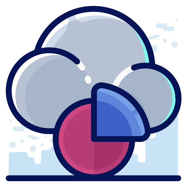 Grafico Analitico Icona Nuvola Stile Contorno Riempito — Vettoriale Stock