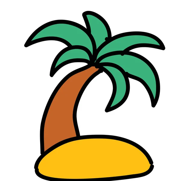 Island Palm Summer Icon Handdrawn Style — Stock Vector