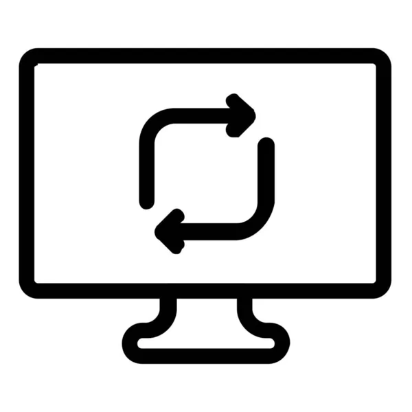 Icona Sincronizzazione Del Monitor Del Computer Stile Outline — Vettoriale Stock