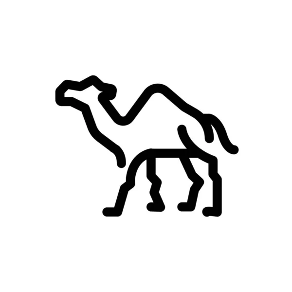 Animal Chameau Dromadaire Icône Dans Style Contour — Image vectorielle
